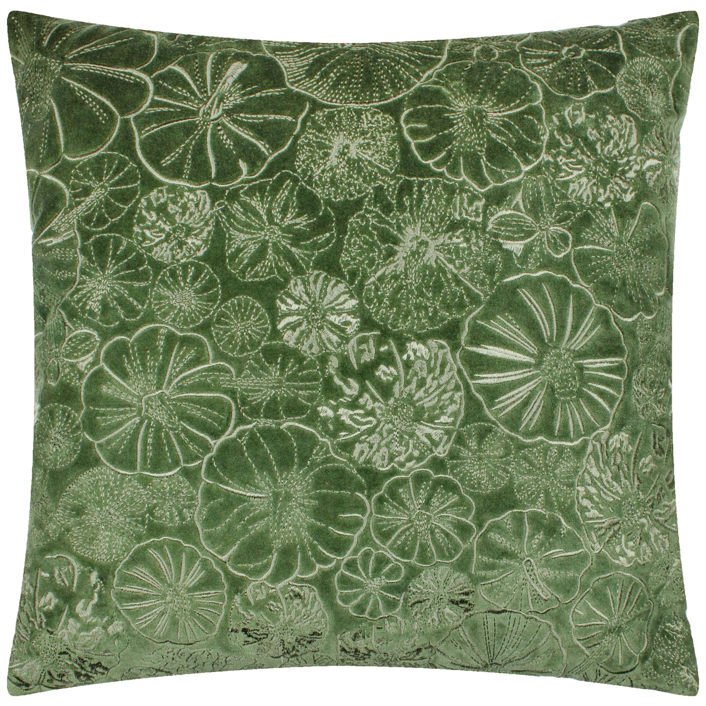 Picking Patch Embroidered Velvet Cushion cover Greenwood