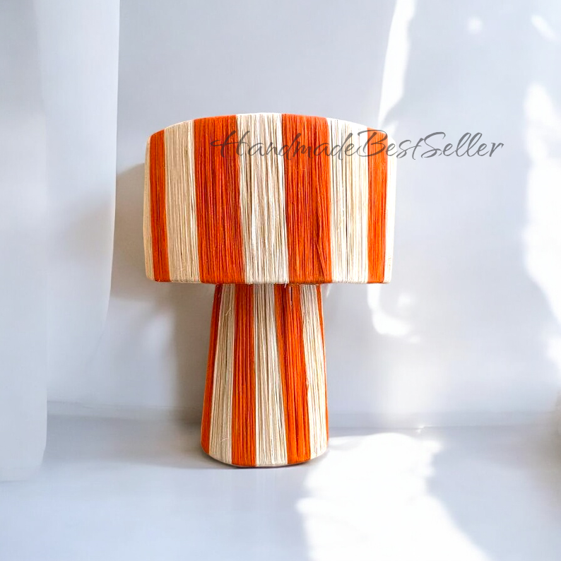 Handwoven Natural Raffia Lamp – Artisan Moroccan Table Light
