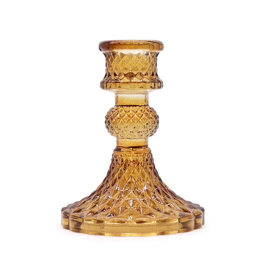 Vintage Candle Holder - Antique Amber