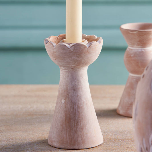 small water lily design clay candle holder